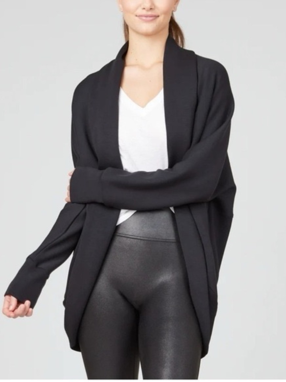 SPANX AirEssentials Cocoon Cardigan Black Athleisure Travel Layer Size 2X/3X
